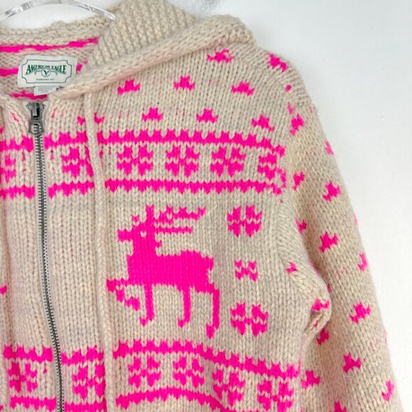 NWT American Eagle Elk Zip Up Hoodie Sweater Cropped Cardigan Size XS NEW - Picture 4 of 14